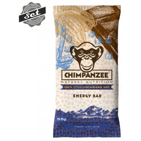 CHIMPANZEE ENERGY BAR Dark Chocolate & Sea Salt 55g - SET 4+1 (5x55g)
