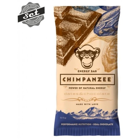 CHIMPANZEE ENERGY BAR Dates - Chocolate 55g - SET 4+1 (5x55g)